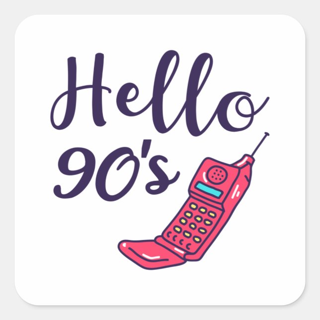 Adesivo Quadrado Olá telefone celular dos 90 (Frente)