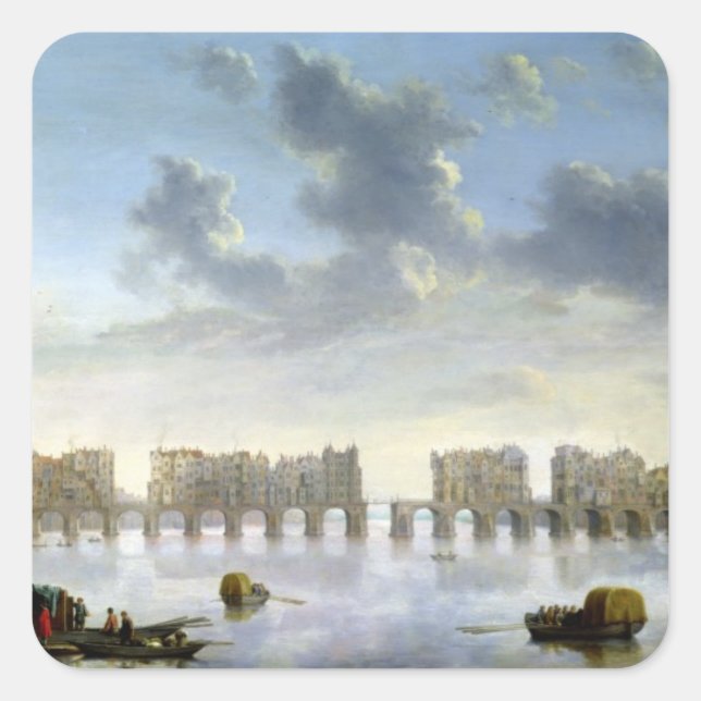 Adesivo Quadrado Old London Bridge (petróleo), c.1630 (Frente)