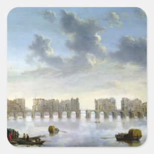 Adesivo Quadrado Old London Bridge (petróleo), c.1630