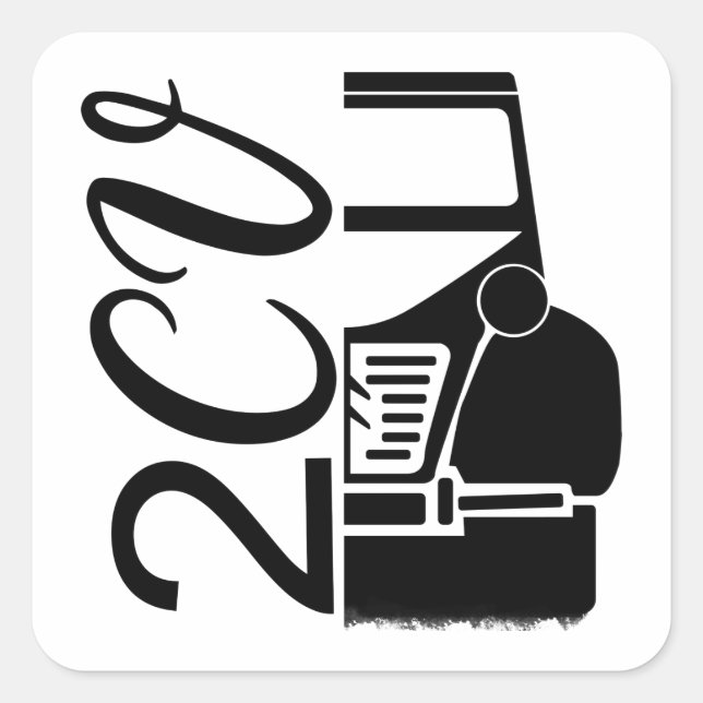 Adesivo Quadrado Oldtimer 2cv Typografie Halbe Ente (Frente)