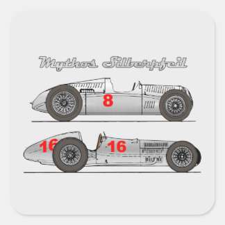 Adesivo Quadrado Oldtimer Deutschland 1939 Auto-Union Sielberpfeil