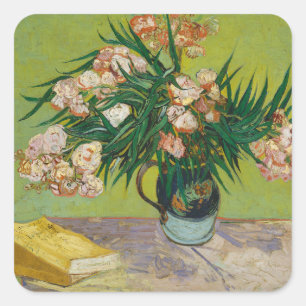 Adesivo Quadrado Oleandros Rosa Floral Vida Morta Arte Van Gogh