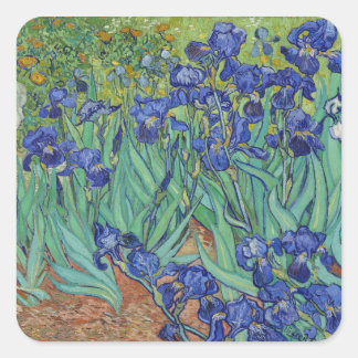 Adesivo Quadrado Óleo Floral Íris Azuis Famosas de Van Gogh