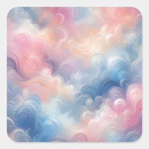 Adesivo Quadrado Óleo Vibrante Pastel Cor-de-rosa Abstrato