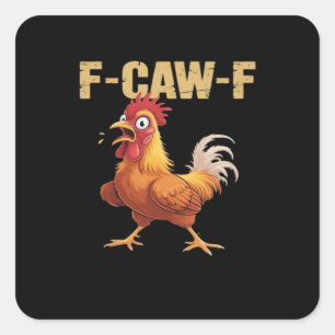 Adesivo Quadrado Olhar engraçado F Caw F Frango engraçado Moda