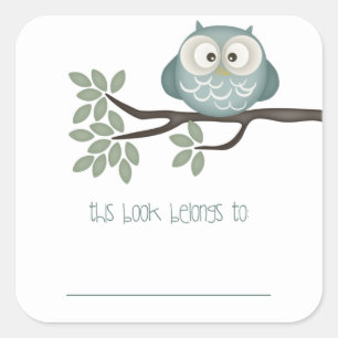 Adesivo Quadrado Olhe Whooo que tem Bookplates do bebê {cerceta} u