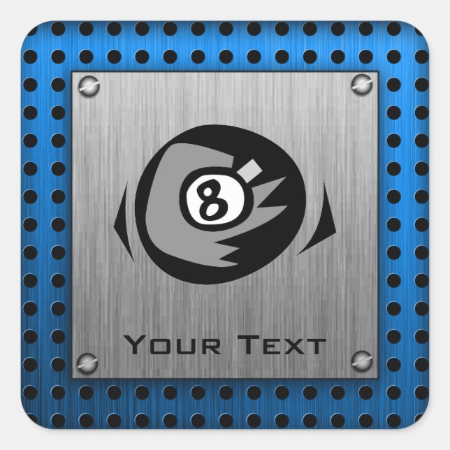 Adesivo Quadrado Olho de metal escovado; bola azul 8 (Frente)