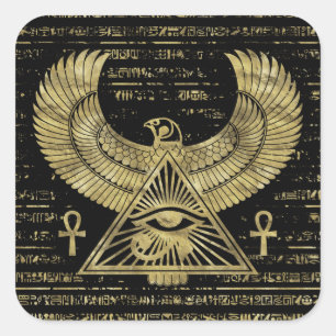 Adesivo Quadrado Olho egípcio de Horus - de ouro e de preto de