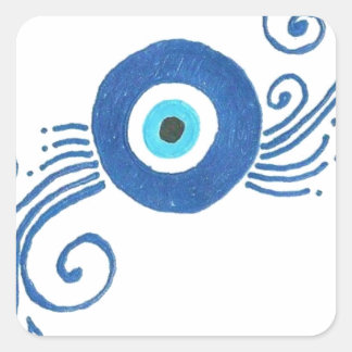 Adesivo Quadrado olho mau azul redondo