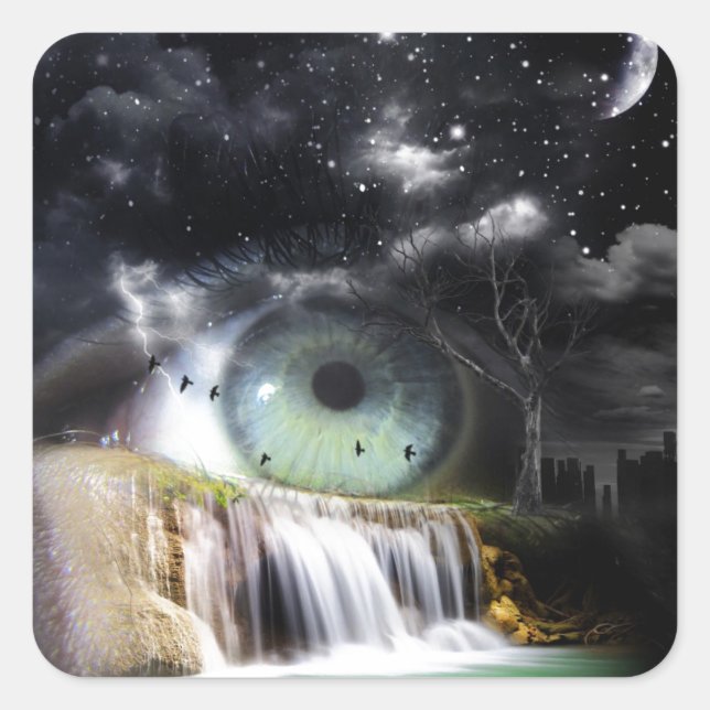 Adesivo Quadrado Olho Sci-Fi (Frente)