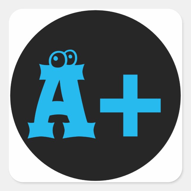 Adesivo Quadrado Olhos bonitos A+ TEACHER recompensa Praça Sticker (Frente)