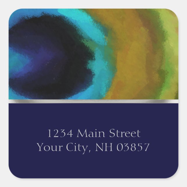 Adesivo Quadrado Olhos de Peacock e Marinho (Frente)