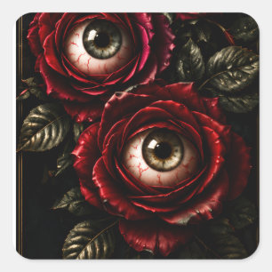 Adesivo Quadrado Olhos de Rosa Escura Gótico Halloween Horror