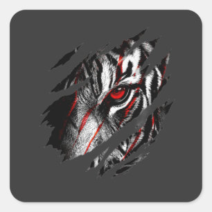 Adesivo Quadrado Olhos de Tigre Anime Através do Arranhão