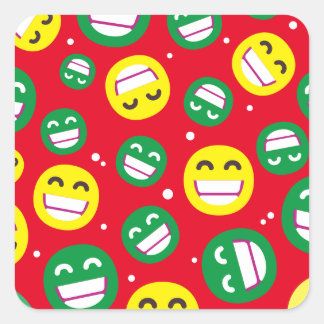 Adesivo Quadrado Olhos Que Sorriem Olhos Que Emojis Vermelho Verde