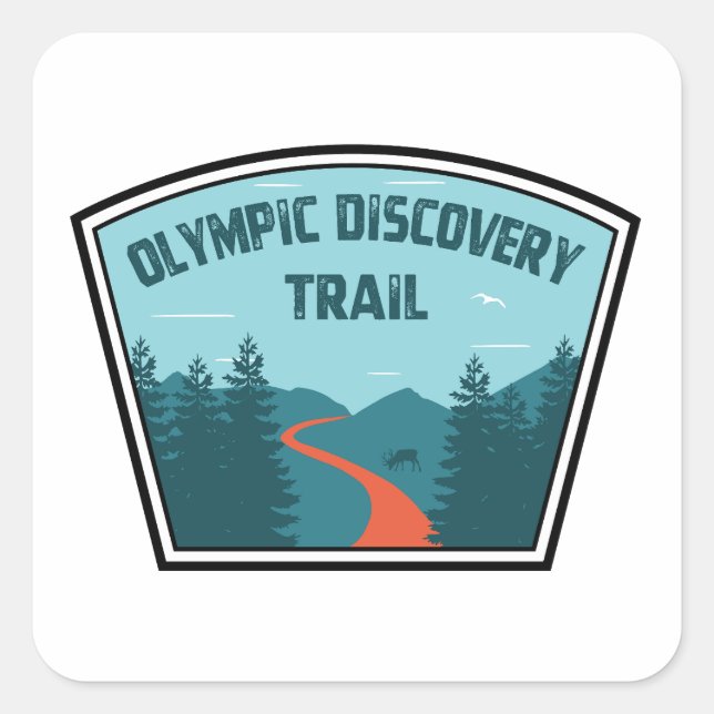 Adesivo Quadrado Olimpiadas Discovery Trail Washington (Frente)
