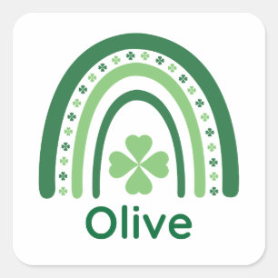 Adesivo Quadrado Olive Name Clover Boho Rainbow
