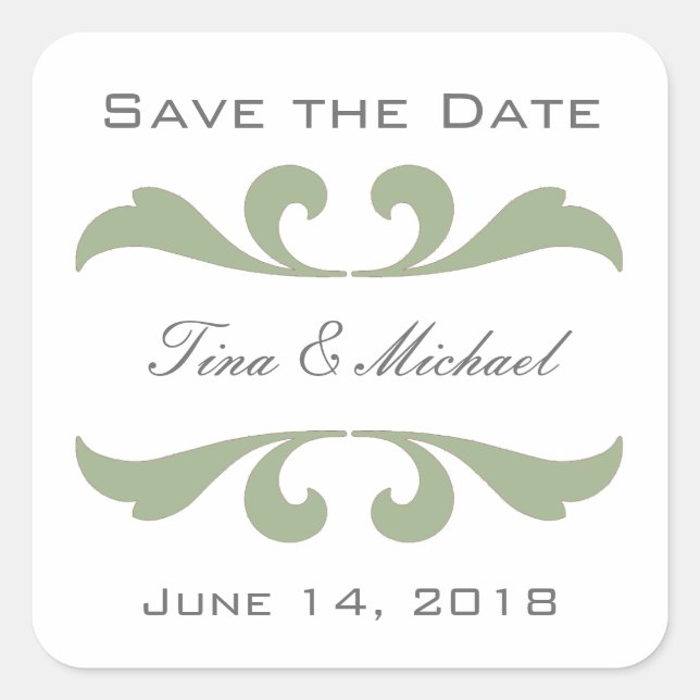 Adesivo Quadrado Olive Save The Date Stickers and Seals (Frente)