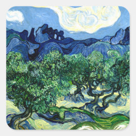 Adesivo Quadrado Oliveiras com paisagem alpilles arte Van Gogh