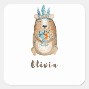 Adesivo Quadrado Olivia Boho Bear