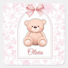 Adesivo Quadrado Olivia | Design de Enfermeiro de Urso Rosa Persona