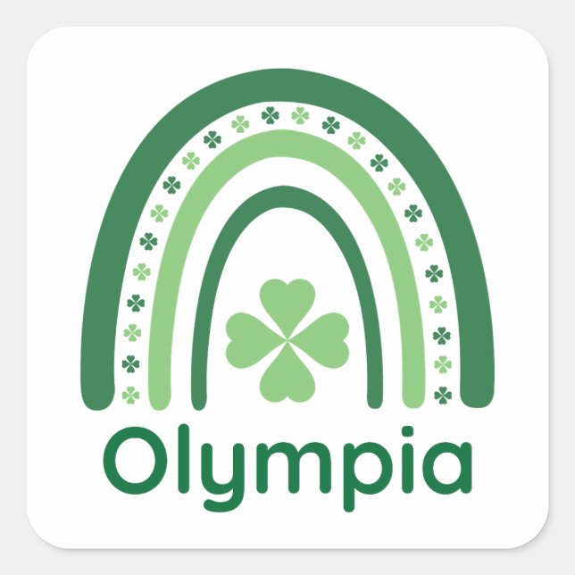 Adesivo Quadrado Olympia Name Clover Boho Rainbow (Frente)