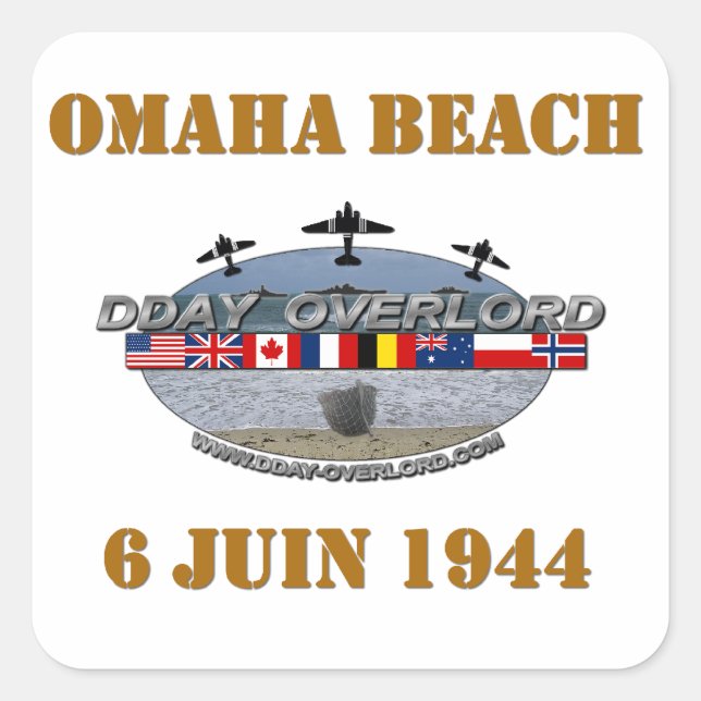 Adesivo Quadrado Omaha Beach 1944 (Frente)