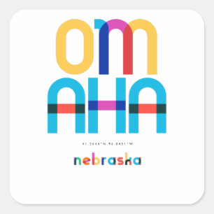 Adesivo Quadrado Omaha Nebraska Meados do Século, Arte Pop,