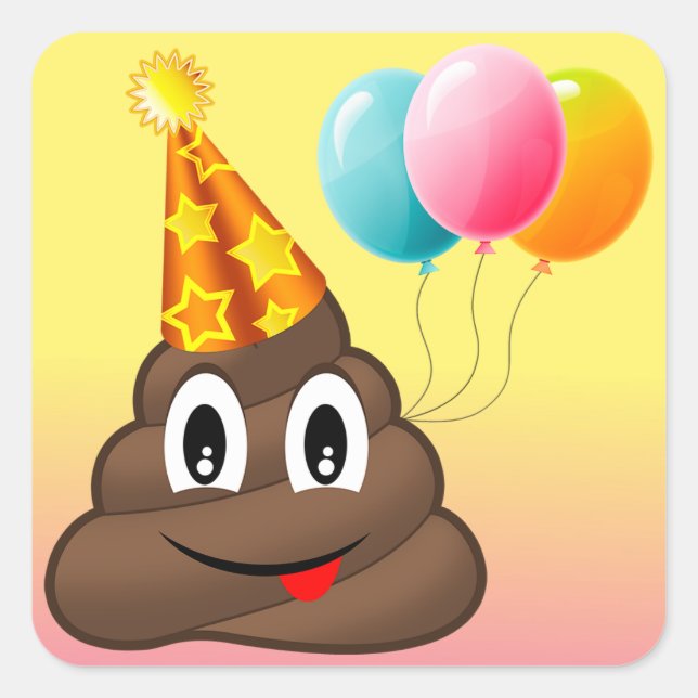 Adesivo Quadrado Ombre Festa de aniversário Poop Emoji Stickers (Frente)