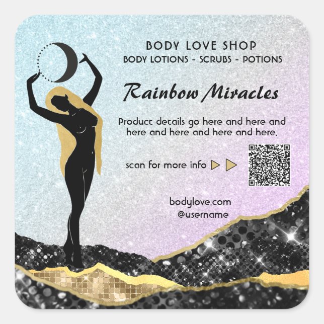 Adesivo Quadrado *~* Ombre Goddess Intenção Ortografia AP24 Squ Arc (Frente)