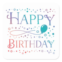 Ombre Pastel Confetti e Balão Feliz Aniversário