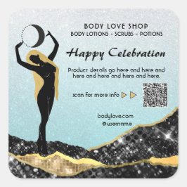 Adesivo Quadrado *~* Ombre Turquoise Goddess Intenção Ortográfica A