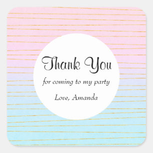 Adesivo Quadrado Ombro Azul Rosa com Dourada Festa das Linhas Obrig