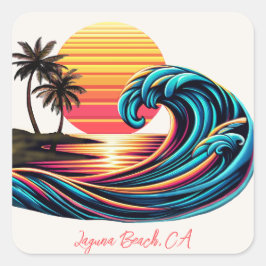 Adesivo Quadrado Onda do Surf Retroativo Sunset
