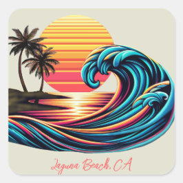Adesivo Quadrado Onda do Surf Retroativo Sunset