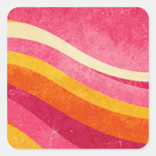 Adesivo Quadrado Ondas Cor-de-Rosa Retro – Fundo Ondulado Vintage