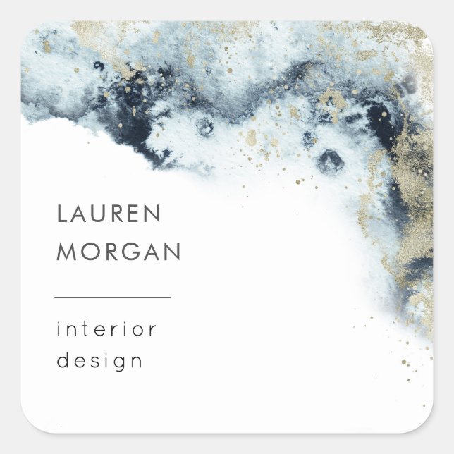 Adesivo Quadrado Ondas de Aquarela e Negócios de Areia (Frente)