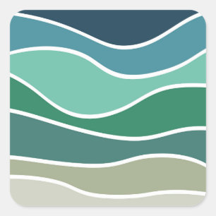 Adesivo Quadrado Ondas oceânicas coloridas