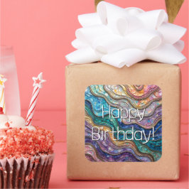 Adesivo Quadrado Ondas onduladas de Abalone coloridas