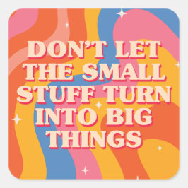 Adesivo Quadrado Ondas Retro Groovy Com Mantra de Mindfulness