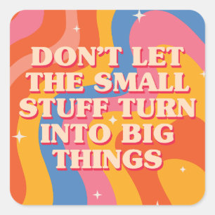 Adesivo Quadrado Ondas Retro Groovy Com Mantra de Mindfulness