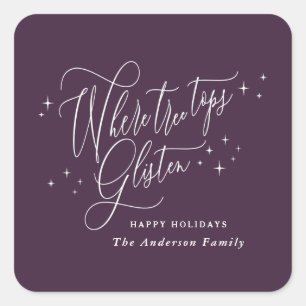 Adesivo Quadrado Onde os topos das árvores escutam Feriado de Natal