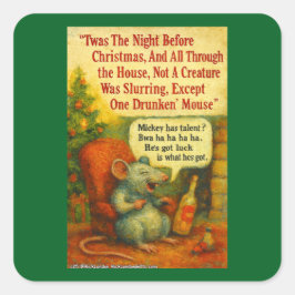 Adesivo Quadrado One Drunken' Mouse – Christmas Card Chaos