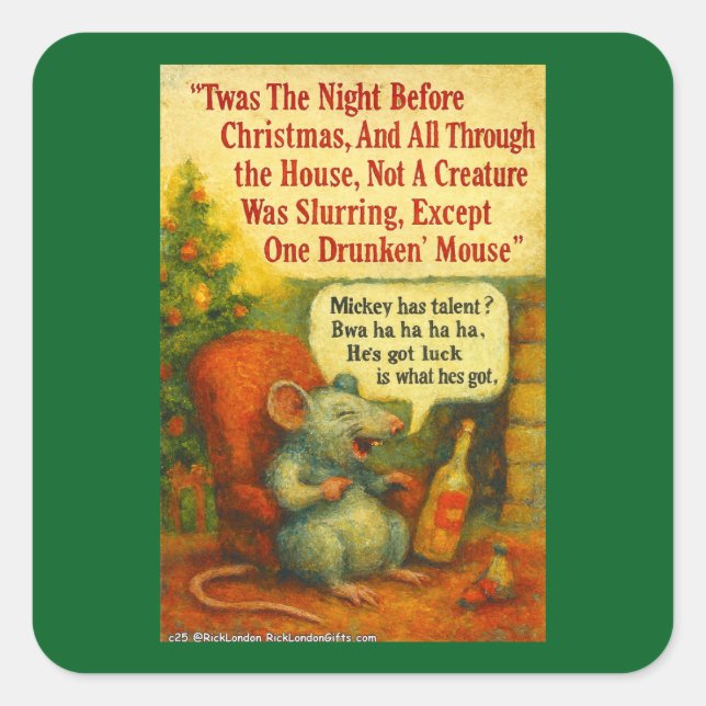 Adesivo Quadrado One Drunken' Mouse – Christmas Card Chaos (Frente)