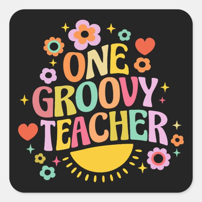 Adesivo Quadrado One groovy teacher (Frente)
