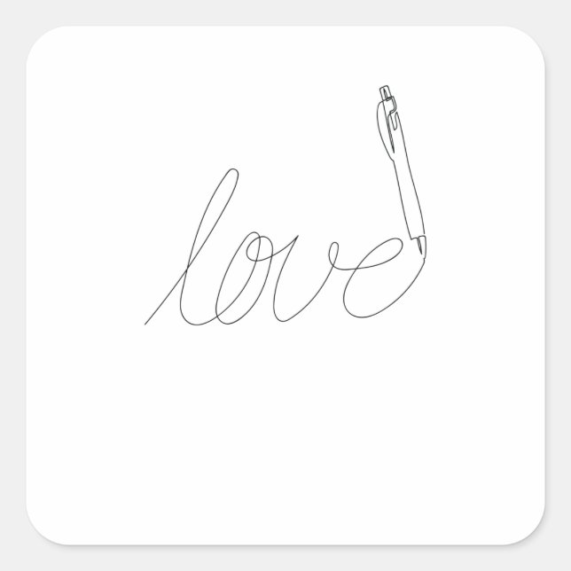 Adesivo Quadrado One Line Art Love gezeichnet mit Stift (Frente)