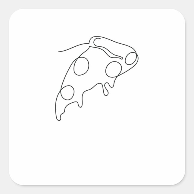 Adesivo Quadrado One Line Art Stück Pizza gezeichnet mit Stift (Frente)
