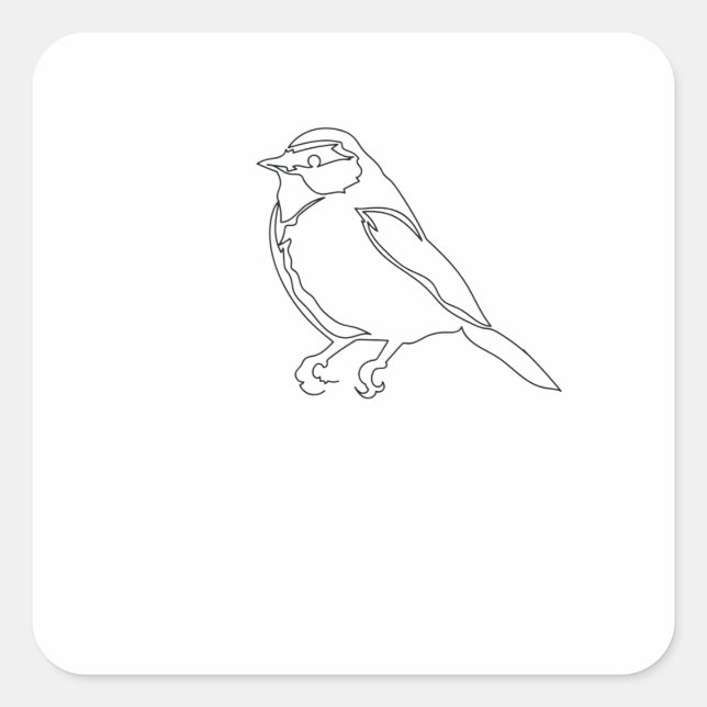Adesivo Quadrado One Line Drawing Vogel Spatz Single Art (Frente)