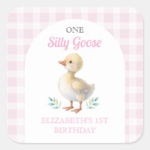 One Silly Goose Pink Gingham Girl First Birthday