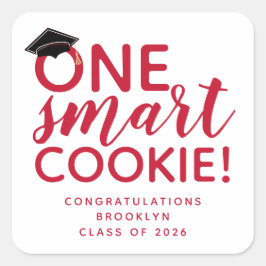 Adesivo Quadrado One Smart Cookie Graduation Red